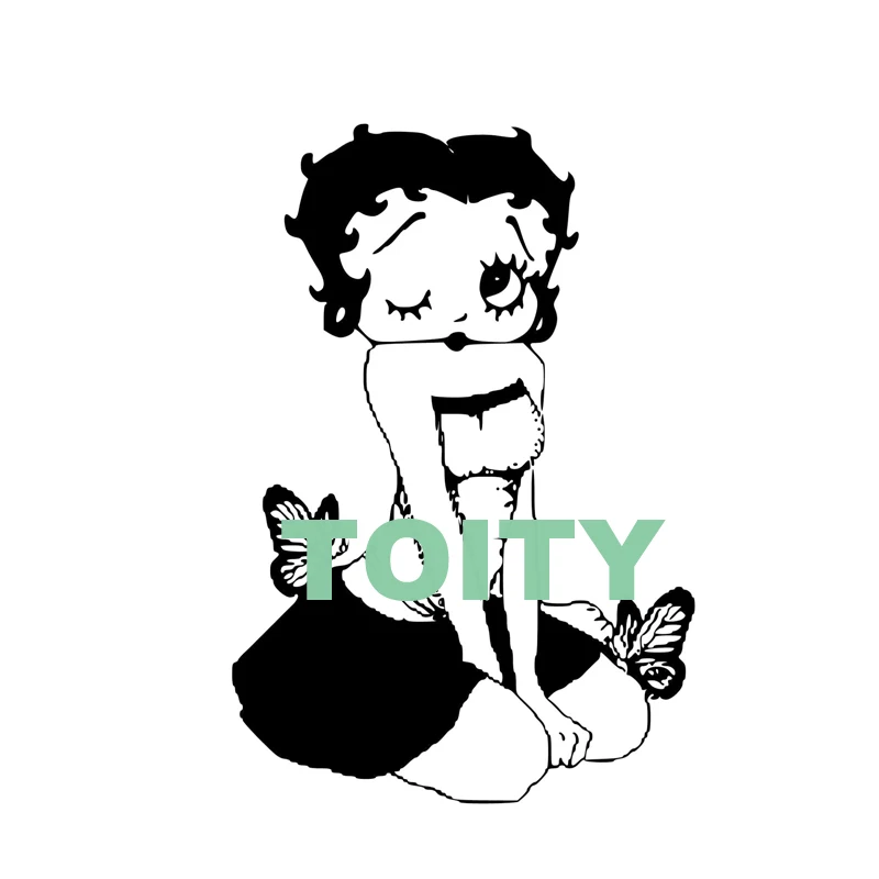 17 видов конструкций Betty Boop Наклейка на стену Крылья Ангела дьявол цыпленок поцелуй мою задницу виниловая наклейка детская спальня настенная наклейка для детской комнаты домашний декор - Цвет: H84cm x W57cm
