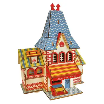 

Flower Shop House DIY 3D Wooden Puzzle Woodcraft Assembly Kit Cutting Wood Toys For Christmas Gift 3078