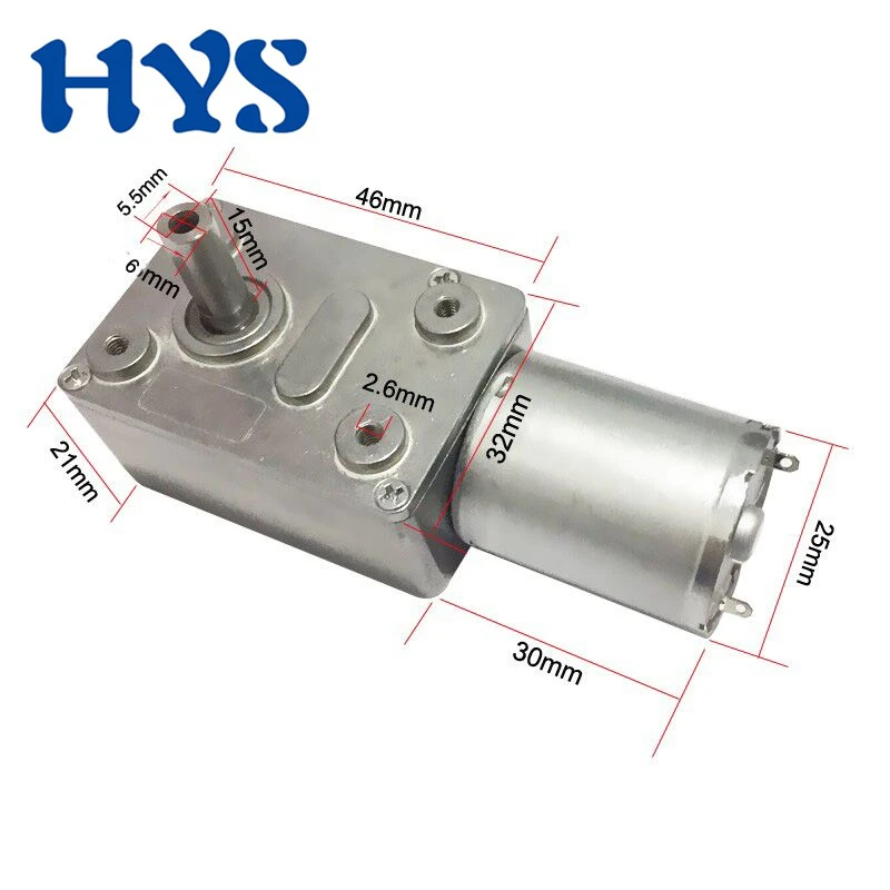 

HYS DC 6V 12V 24V Worn Gear Motor 12 Volt Micro Electric Motor Reducer Mini Motors DC12 V Large Torque 25kg.cm