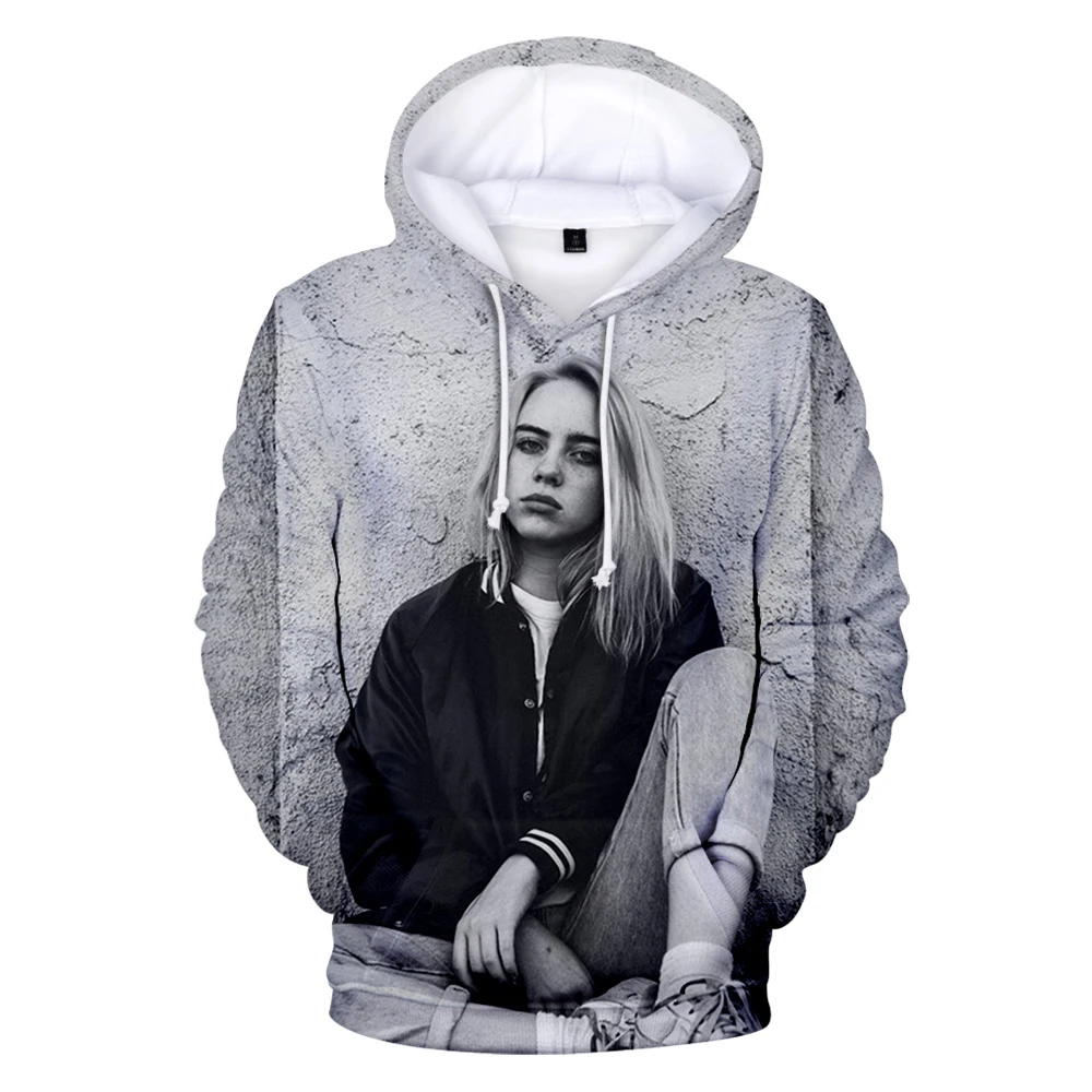 Новые модные толстовки с капюшоном Billie Eilish 3D, популярные мужские и женские пуловеры для мальчиков и девочек, повседневные толстовки Harajuku на осень и зиму