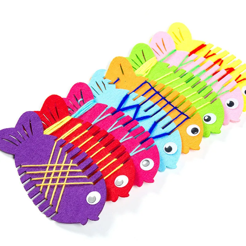 DIY Montessori Toys Kindergarten Threading Wear Line Fish Manual Game Puzzle Learning Education Toys Aids Math Toy for Children
