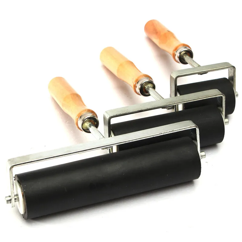 Billig 1set 3 Größen 5 10 15cm Heavy Duty Hard Gummi Roller Druck Tinte Lino Künstler Kunst handwerk Werkzeug Farbe Werkzeug Sets