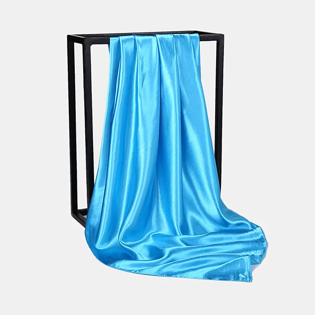 Foulard Hijab en Satin de Couleur Unie pour Femme, Châle Carré de 90cm pour Cheveux