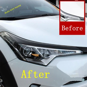 

Lapetus Front Head Lights Lamps Eyelid Eyebrow Cover Trim Fit For Toyota C-HR CHR 2016 - 2019 ABS Carbon Fiber Auto Accessories