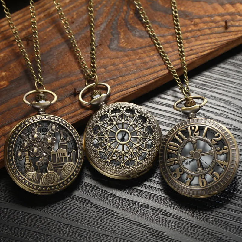 

2021 Hot Retro Pocket Watch Jewelry Accessories Wholesale Bronze Hanging Watch Creative Decorative Watch Big Numbers Relogio