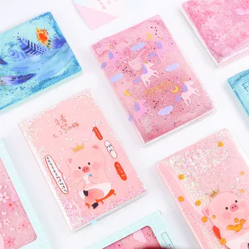 

The Oil Glue Notebook Pink Small Fresh Teen Heart Hand Ledger Sequins Dream Quicksand Thickening Notepad K1472 J