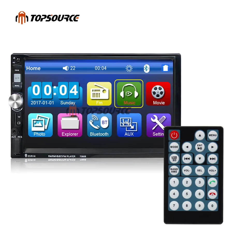 

TOPSOURCE 2 Din 7080B Car MP5 Player 7 Inch Touch Screen Auto Car MP4 Video Player Radio Remote Control With Rear View Camera