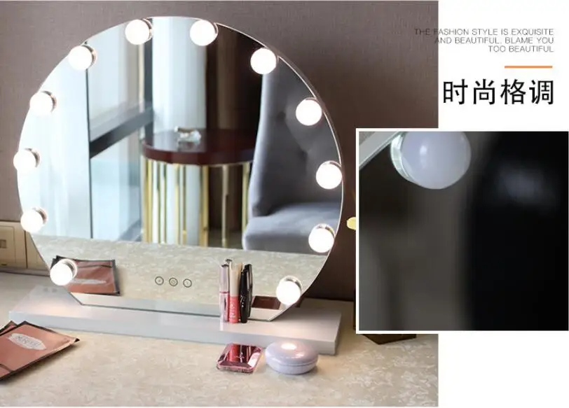 Бескаркасный 50 см косметическое зеркало с светильник Голливуд макияж светильник ed зеркало 3 цвета светильник косметическое зеркало Регулируемый сенсорный экран