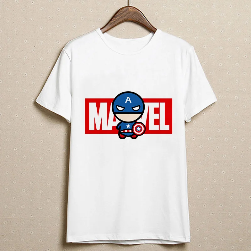 Модная женская футболка Marvel с коротким рукавом и принтом Harajuku, футболка с круглым вырезом и надписью, белые топы, женская одежда - Цвет: 7