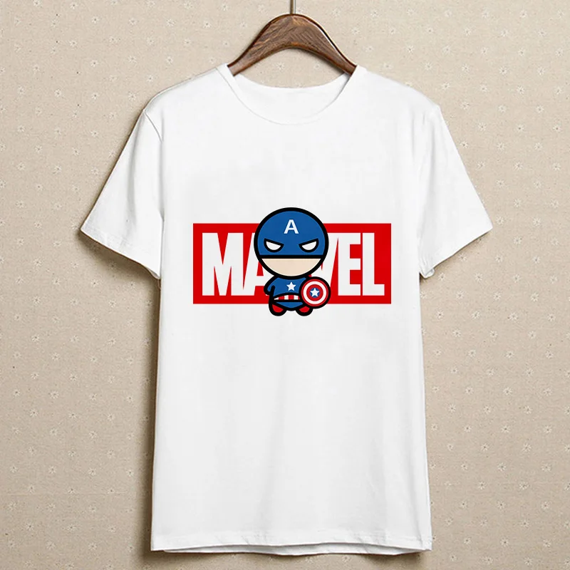 7 Модная женская футболка Marvel с коротким рукавом и принтом Harajuku, футболка с круглым вырезом и надписью, белые топы, женская одежда - Цвет: 7