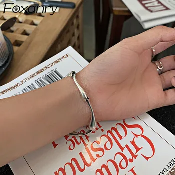

Foxanry Minimalist 925 Sterling Silver Couples Bracelets Fine Jewelry Fashion Creative Water Drop Geometric Party Accessories