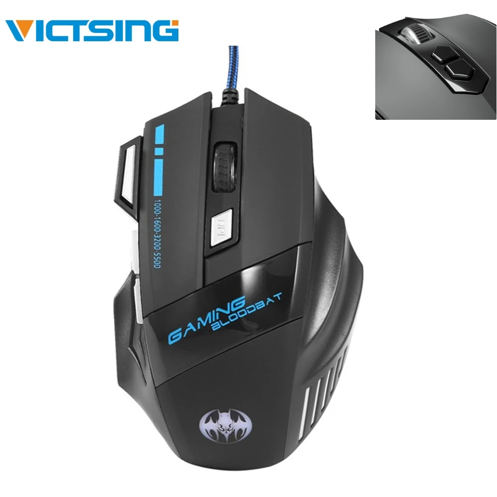

VicTsing TOP USB Wired Gaming Mouse 5500DPI Optical Professional Mouse with 7 Buttons LED Light Mouse for PC Laptop