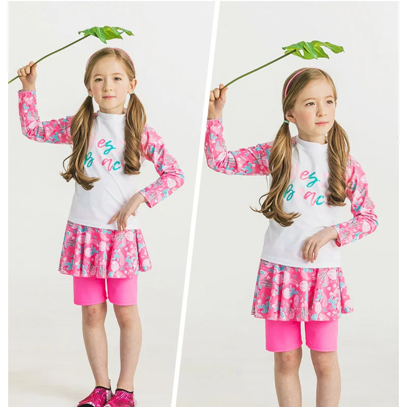Baby Clothing Female Child Swimwear Bikini Rash Guard Kids Guards Children Girls Indoor Outdoor Split Fake Two Piece Shorts
