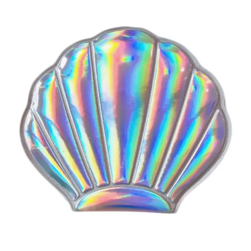 Креативное голографическое компактное косметическое двухстороннее складное карманное зеркало в форме морской раковины радужного цвета - Цвет: 1