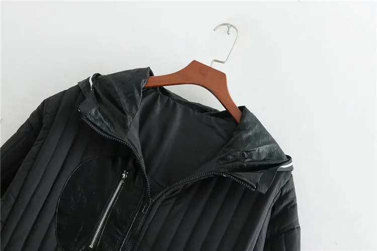 

2018 Europe And America of Season New Style WOMEN'S Dress Fight Skin Irregular Hem Long Cotton Coat Hooded Zipper Coat