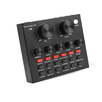 

Optical V8 Audio Adapter External Sound Console Stereo Microphone Webcast Streamer Live Sound Card