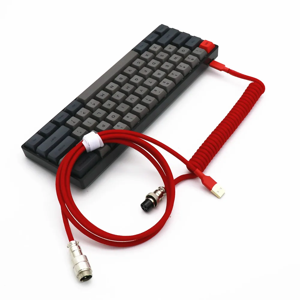 Grosso Espiral Enrolado Cabo Coil Keyboard Usb tipo c Elastic l Shape Double Sleeved Mini Micro Gx16 Aviator Cabo 25 mm - Imagem 4