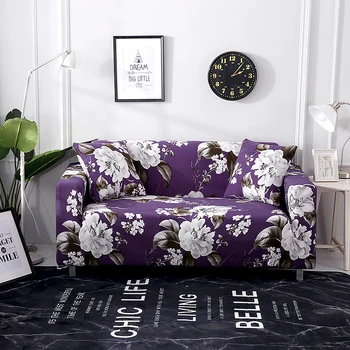 

SOFTBATFY Purple Lily Sofa Cover Elastic All-inclusive Couch Case for Different Shape Sofa L-Style Sofa Case Dropshipping