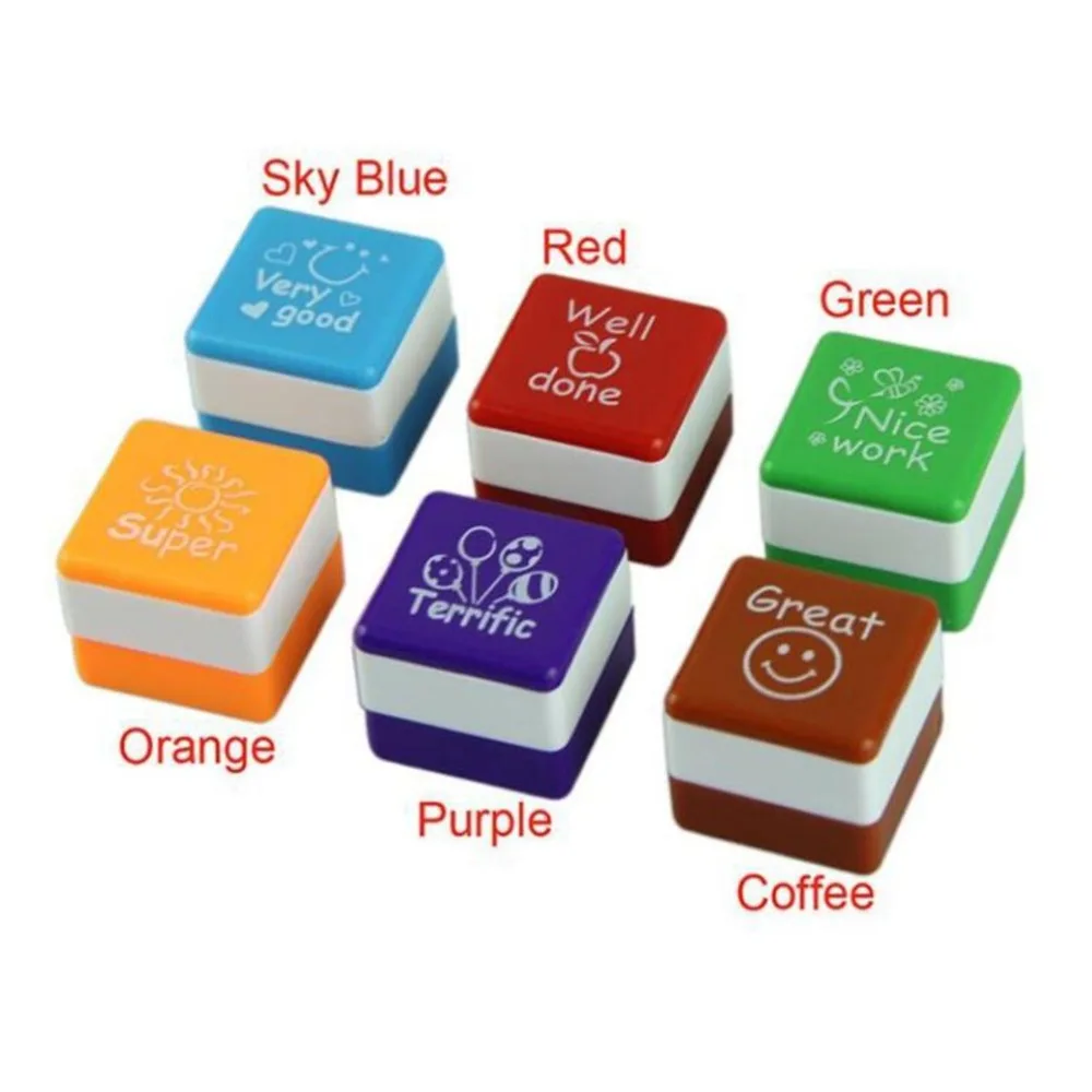 6 Styles/SET Kawaii Cute Teachers Stampers Inking Praise Reward Stamps Motivation Sticker School Supplies Dropshipping