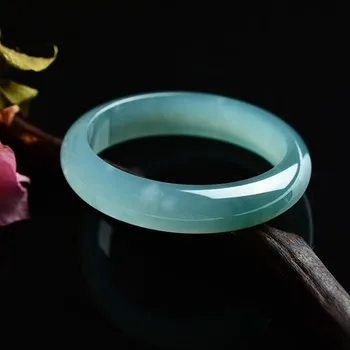 

Gift Certificate Pure Myanmar Jade A-Class 54-62mm Light Blue Bracelet Elegant Princess Bracelet Best Gift