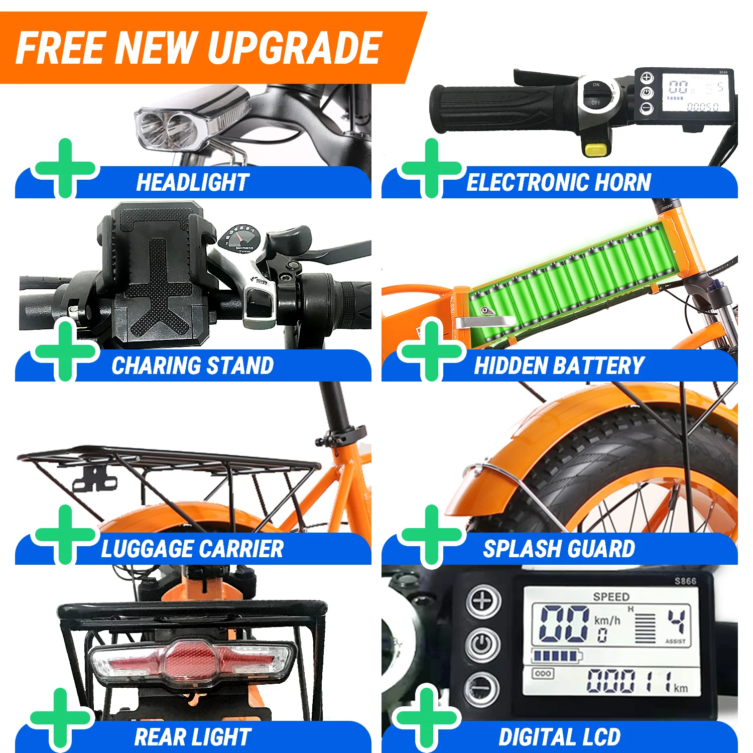 Electric bike mountain e bike 500w folding 20 inch Fat Tire Adults Mens Womens bicycle
