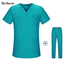 Высокое качество Больничная Медсестры скраб Топы дышащая одежда с принтом Микки хирургическая медицинская форма для женщин и мужчин брюки Топы