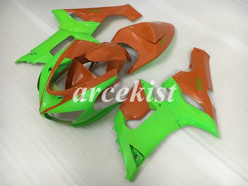 4 подарки ABS мотоцикл обтекатели комплект подходит для Kawasaki Ninja ZX-6R 2005 2006 05 06 636 6R на заказ оранжевый зеленый