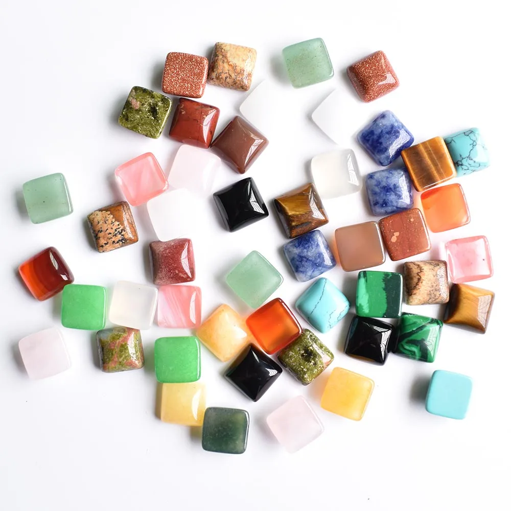 

Оптовая продажа 50 шт./лот 2018 новые модные смешанные квадратные кабошоновые бусины из натурального камня 10 мм для изготовления ювелирных изделий бесплатно
