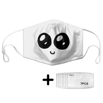 

White Mask Cute Smiling Face Printed Unisex Elastic Anti-dust Mask With 7Pcs Filters 2020 Lovely Child Mask Tapabocas