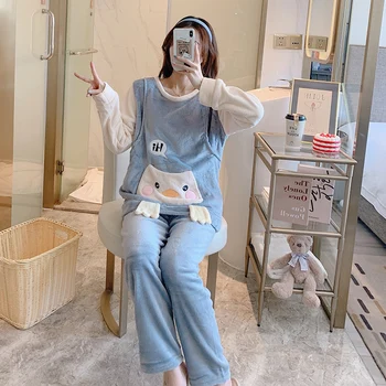 

Nursing Pajamas Set Tops & Pants Winter Sleepwear Nightie For Feeding Pyjama Allaitement Maternity Women Pregnancy Clothes