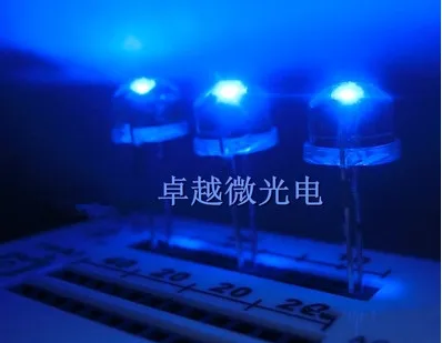 8mm Blue Straw Hat Light LED Emitting Diode Ultra Bright Lamp Bead Plug-in DIY Kit Practice Wide Angle 8 mm 500 pcs/lot | Электронные