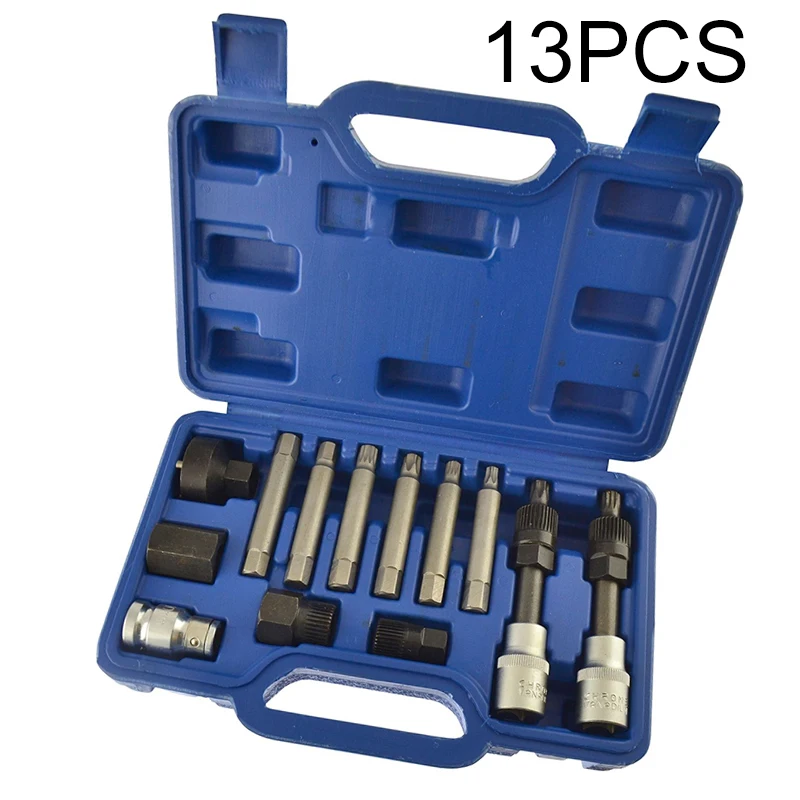 

13pcs Socket Bits Hex Pulley Remover Belt Repair Tool Parts Set 113mm For Bosch