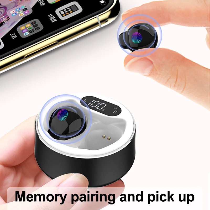 QSTT X26 Ultra Small Mini Hidden Wireless Bluetooth 5.0 Earphone Touch Control Portable Charging Case Earbuds TWS Sport Headset