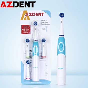 

AZDENT Rotating Electric Toothbrush 4 Replaced Heads Battery Type Electric Toothbru Deep Cleaning Oral Care Toothbrushes