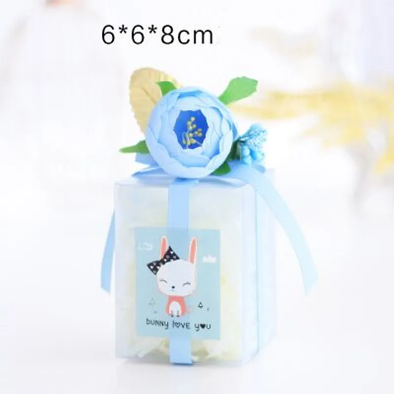 grind aronaceous 6x6x8cm 10pcs DIY clear / grind arenaceous flower pvc box new wedding gift box transparent European silk flower candy gift box - Цвет: grind aronaceous
