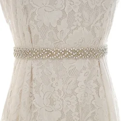 S05 Rhinestone Wedding Ribbons Bridal Belt Beaded Dresses Belt Bridal Belt for Bridesmaid Bling Belts for Women Satin Sash Belt