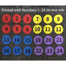 24PCS 4Inch Portable Carpet Sign Markers Sitting Dots Floor Spots With Numbers For Classroom Preschool Kindergarten Supplies