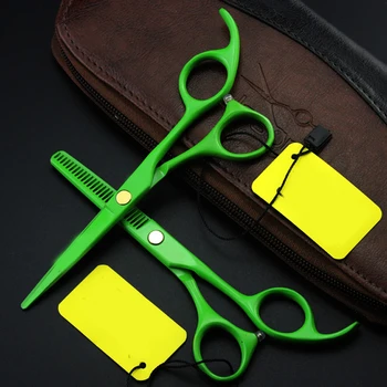 

Purple Dragon Professional Salon Barber scissors Green color Hair Scissors 5.5 inch hairdressing and cutting scissors Set