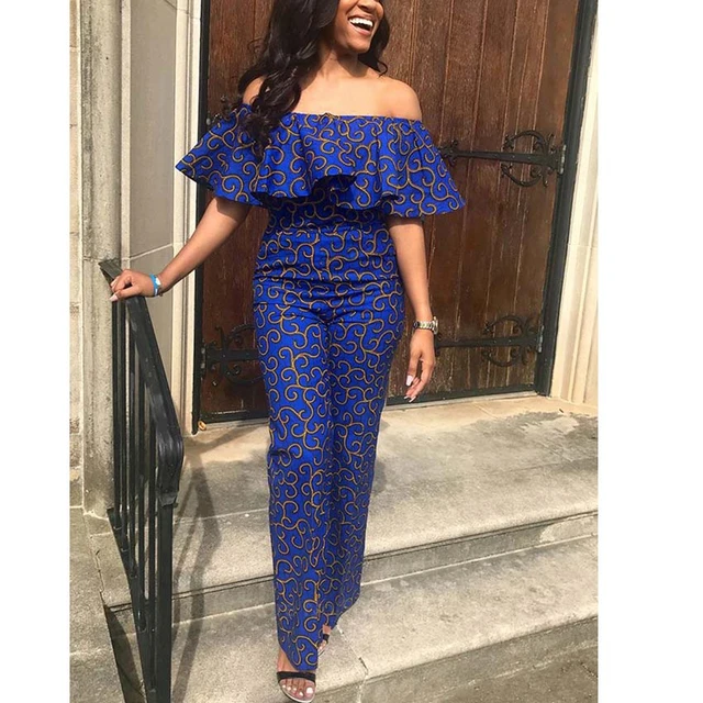 Voke African Off Shoulder Backless Jumpsuit - Image 3