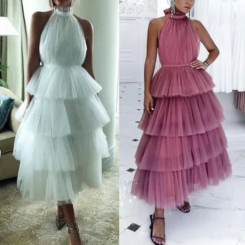 

Abendkleider Evening Dresses Tulle Custom Made Off Shoulder Robe De Soiree Tiered Evening Gown Party Dress Chic Ankle Length