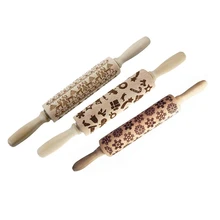 LUDA рождественские деревянные 3D Скалки, тиснение из натурального дерева резные Выгравированные Скалки с рождественским узором для выпечки