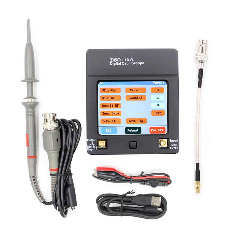 

DSO112A TFT Mini Digital Oscilloscope Portable USB Oscilloscope Interface 2MHz 5Msps with Touch Screen WWO66