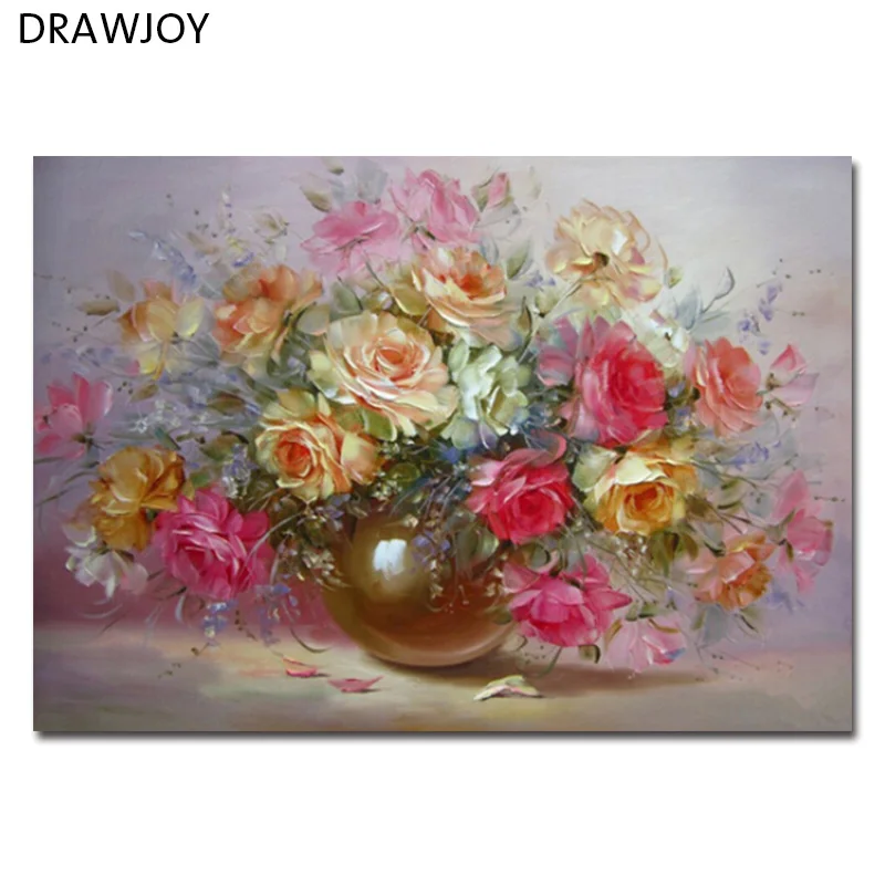 DRAWJOY Flower Framed Picture DIY Painting By Numbers &amp Calligraphy Home Decoration For Living Room GX7063 40*50cm | Дом и сад
