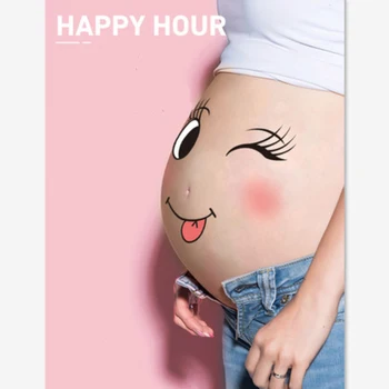 

2020 new 10 pcs/lot Cute Maternity Photography Props 3D Belly Pregnant Women take photo Cartoon M917