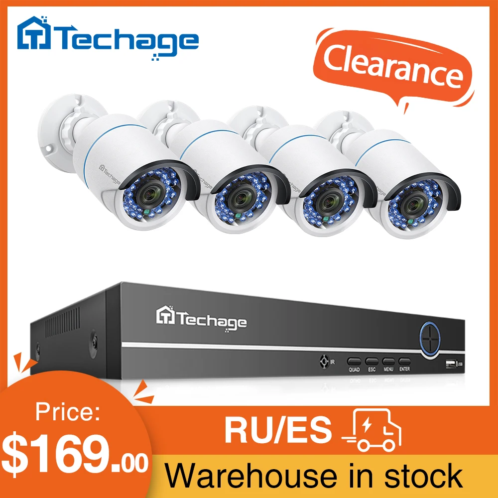 Techage 8CH 1080P POE камера NVR Kit 2.0MP безопасности Системы ИК Открытый аудио записи IP