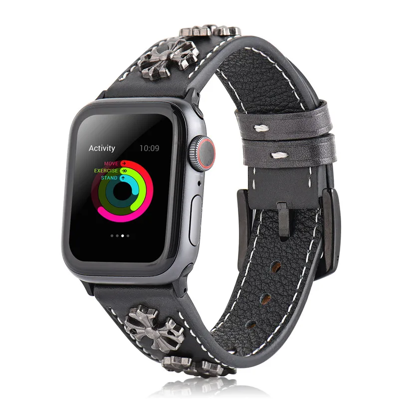 Кожаный спортивный ремешок петля для Apple Watch 5 4 Band 40 мм 44 браслет в стиле панк iWatch