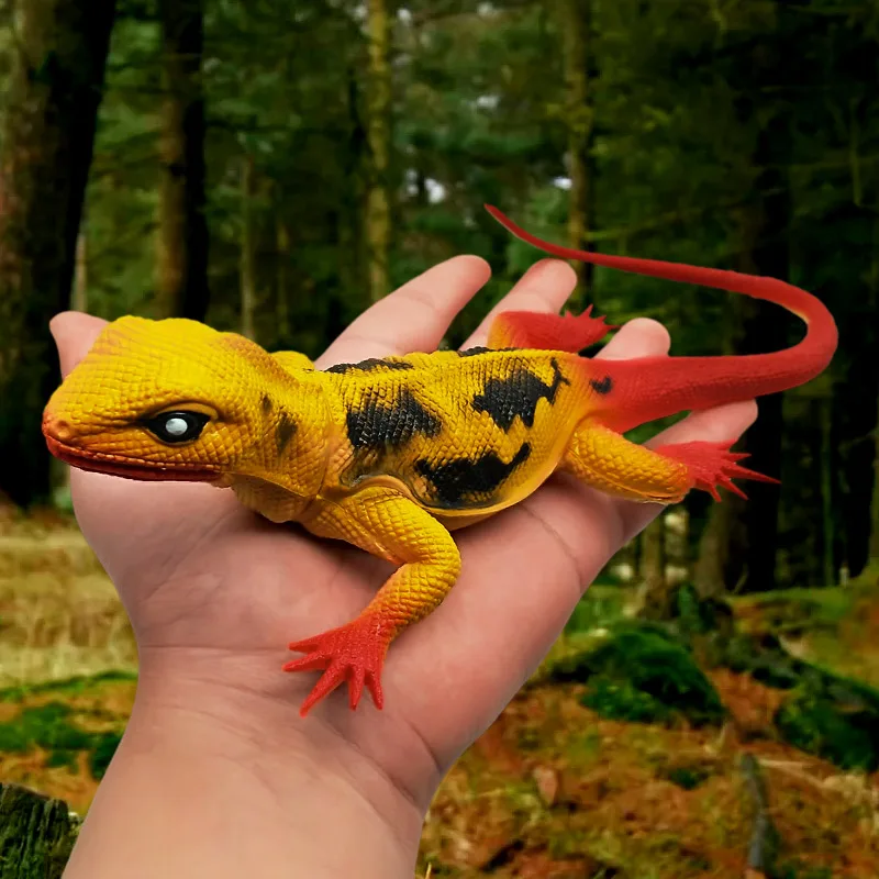 Juguete de lagartija para niños, modelo de Animal de plástico de gran tamaño, broma camaleón Gecko pinchado, pegamento suave