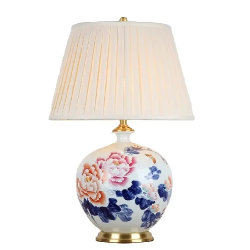 Chinese Classic Porcelain Flowers Table Lamp Bed Room Foyer Elegant Peony Ceramic Desk Reading Light 190168 | Лампы и освещение
