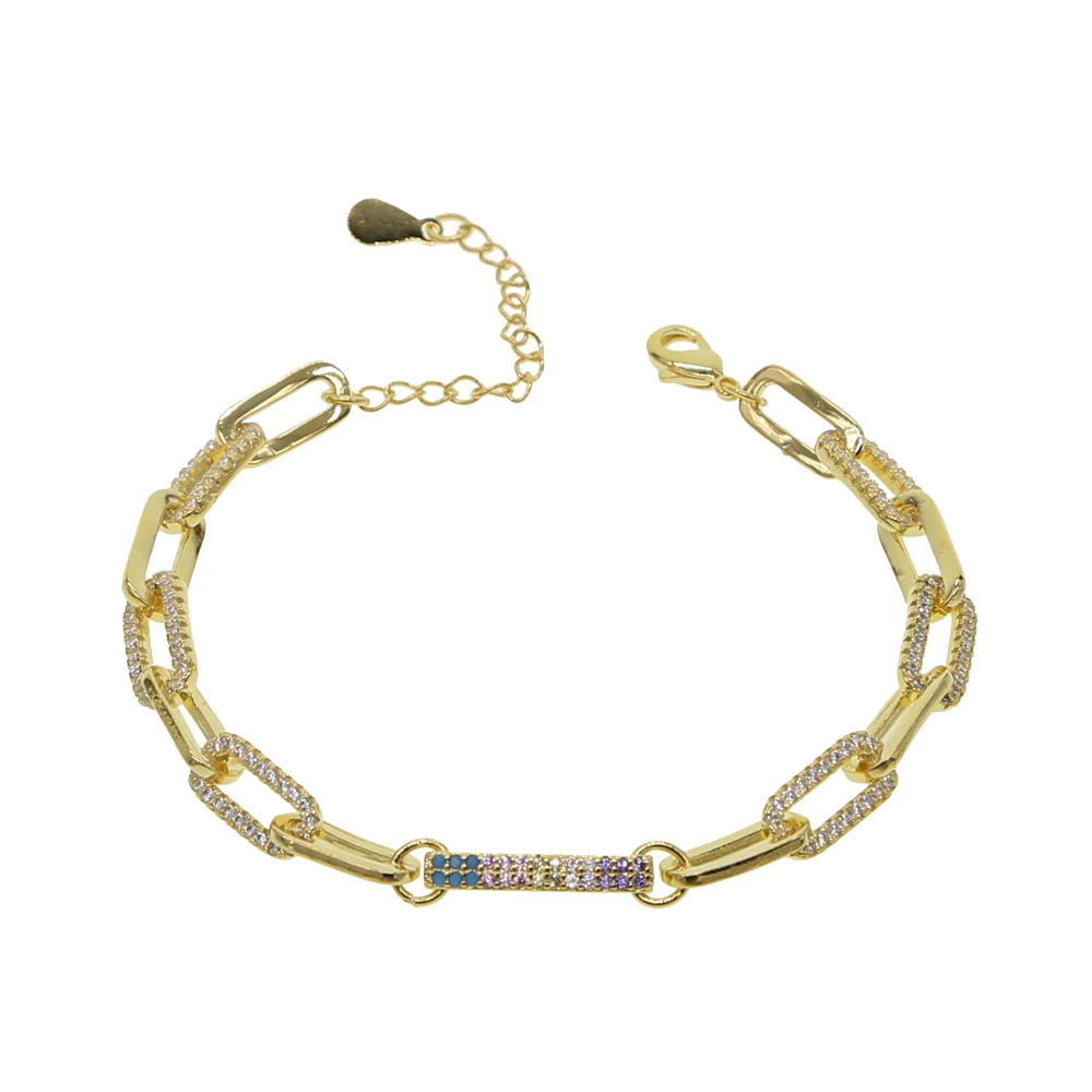 bracelet 15 with 4cm Позолоченная квадратная цепочка, покрытая льдом, сверкающая, cz, пастельный бар, шарм, 32+ 8 см, цепочка-чокер, женское современное модное ожерелье - Окраска металла: bracelet 15 with 4cm