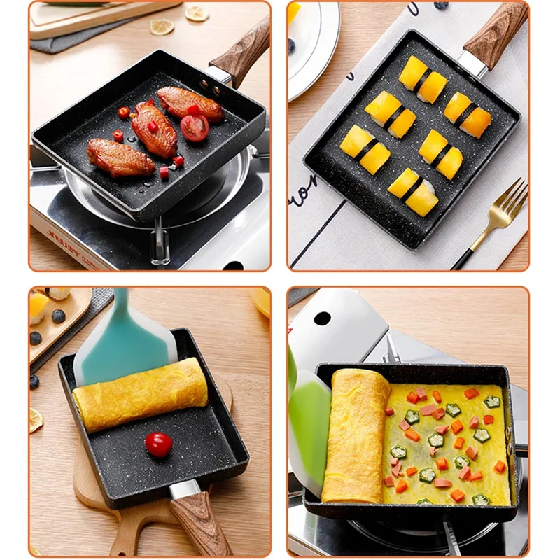 Najtaniej Różowa patelnia Tamagoyaki japoński kamień medyczny ze stopu aluminium Pan Maker non stick do smażenia jajek Pan Pancake Pot różowy naczynia